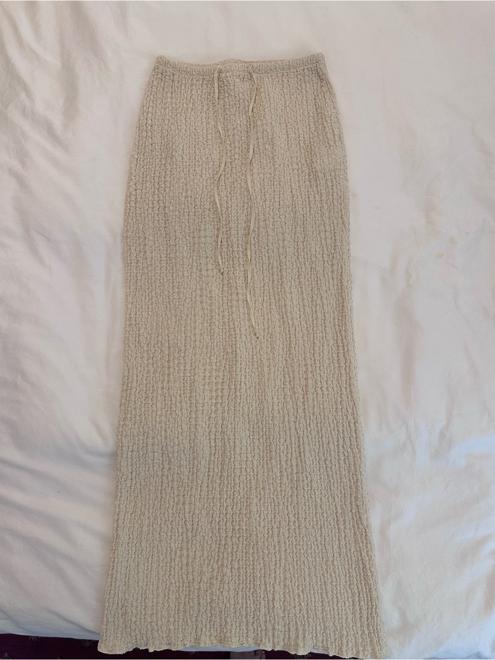 ZARA LIGHT YELLOW CRINKLE MIDI SKIRT